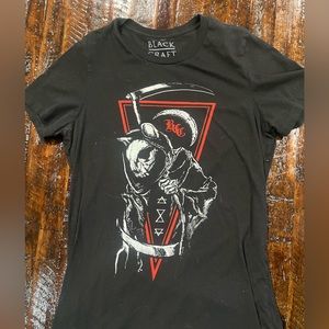 Blackcraft cult womens cat grim reaper graphic tee